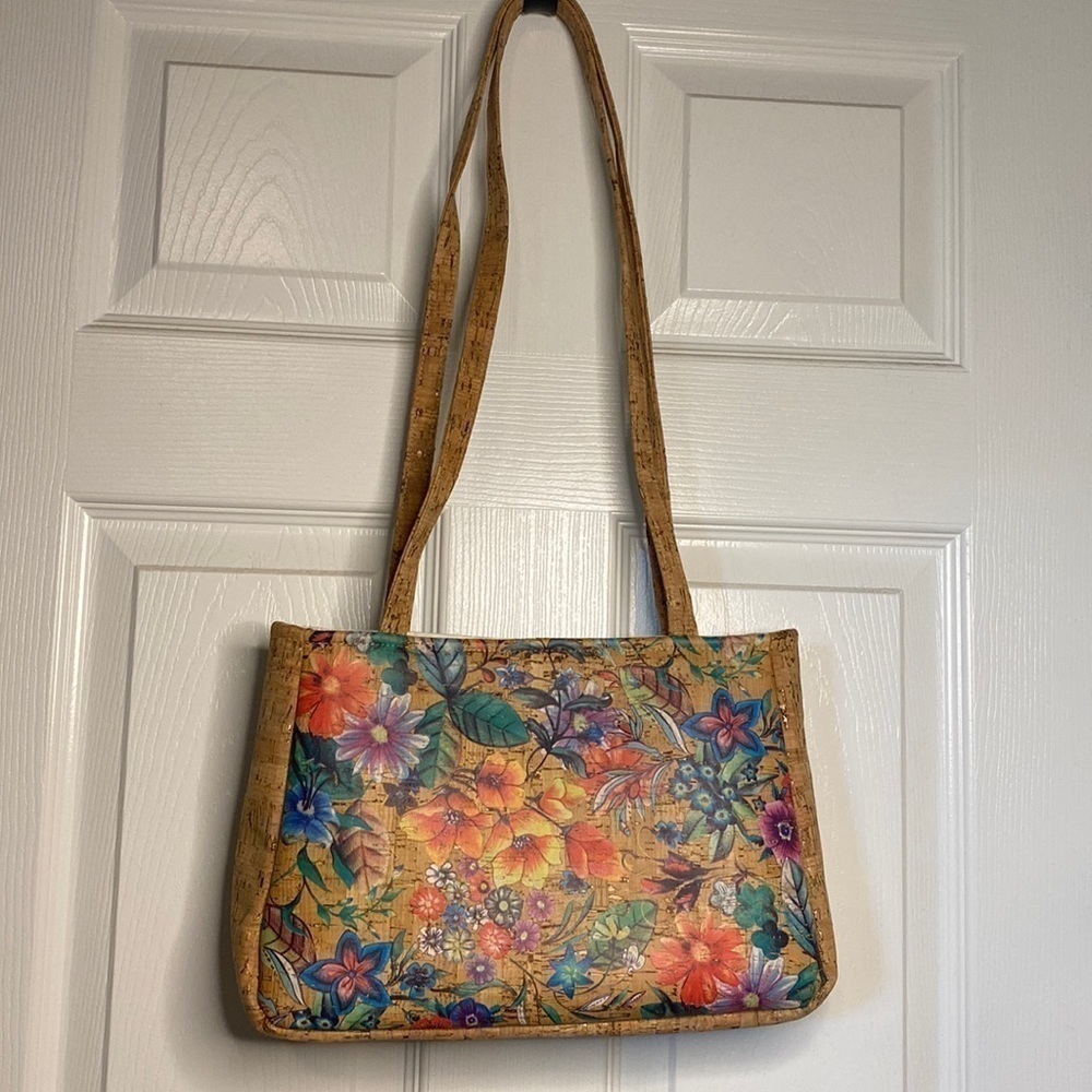 HANDMADE floral cork shoulder bag